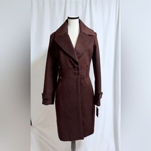 Kenneth Cole Elegant Brown Wool Coat. NWT. Size S